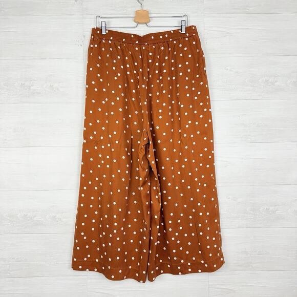 Anthropologie Isobel Polka Dot Pleated Culottes Large Wide Leg Pants Rust Orange - Picture 6 of 16